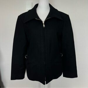 Vintage Braetan Women's Black Wool Blend Zip Front Coat Size Small